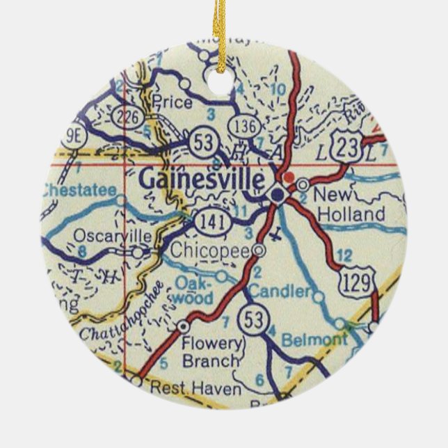 Adorno De Cerámica Mapa de Gainesville Georgia (Atrás)