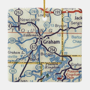 Adorno De Cerámica Mapa de Graham Texas 50