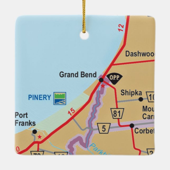 Adorno De Cerámica Mapa de Grand Bend Ontario (Reverso)