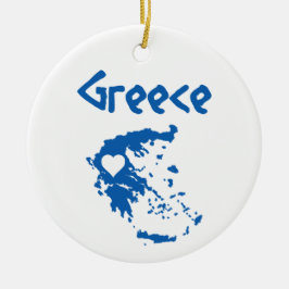 Adorno De Cerámica Mapa de Grecia azul y blanca