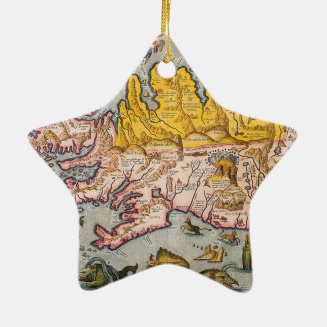 Adorno De Cerámica Mapa de Islandia (Atrás)