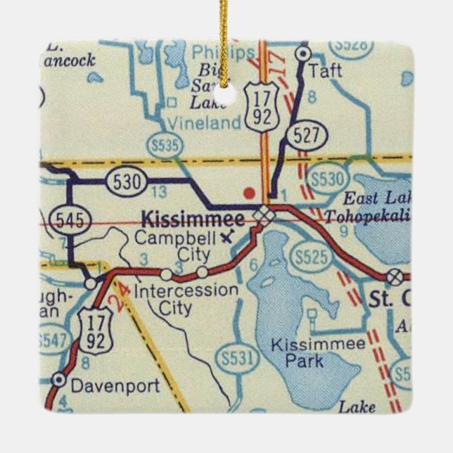 Adorno De Cerámica Mapa de Kissimmee antiguo (Reverso)