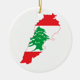 Adorno De Cerámica Mapa de la bandera de Líbano