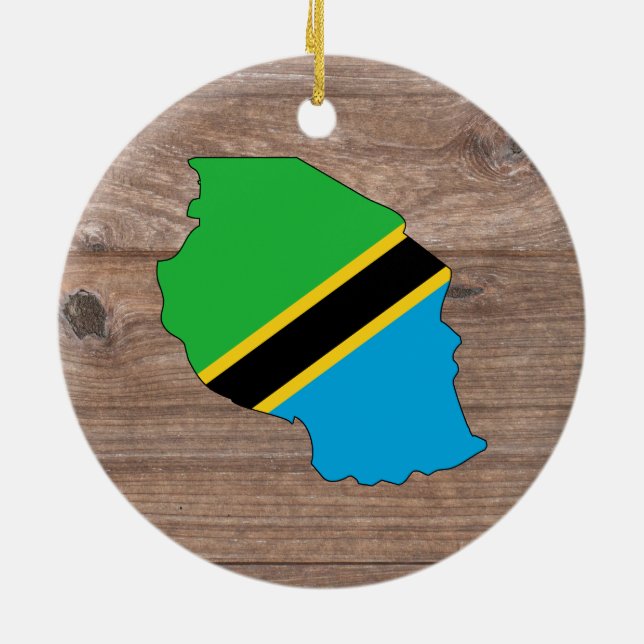 Adorno De Cerámica Mapa de la bandera de Tanzania del equipo en la (Atrás)