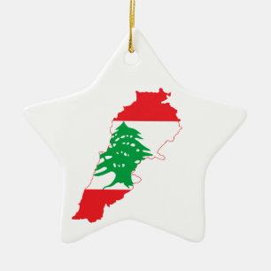 Adorno De Cerámica Mapa de la bandera del Líbano
