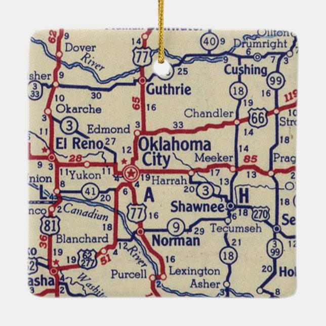 Adorno De Cerámica Mapa de la ciudad de Oklahoma (Reverso)