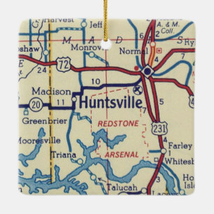 Adorno De Cerámica Mapa de la cosecha de Huntsville AL