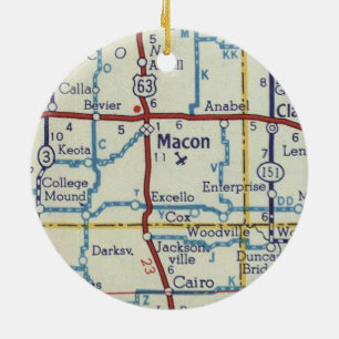 Adorno De Cerámica Mapa de la cosecha de Macon MO