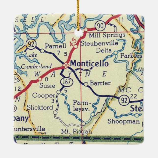 Adorno De Cerámica Mapa de la cosecha de Monticello KY (Reverso)
