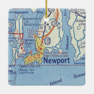 Adorno De Cerámica Mapa de la cosecha de Newport RI