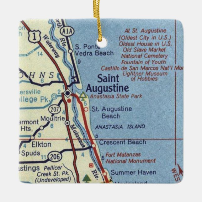 Adorno De Cerámica Mapa de la cosecha de Saint Augustine FL (Anverso)