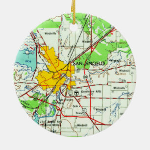 Adorno De Cerámica Mapa de la cosecha de San Angelo