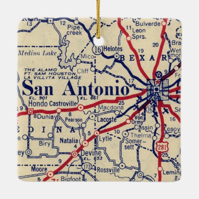 Adorno De Cerámica Mapa de la cosecha de San Antonio TX (Reverso)