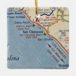 Adorno De Cerámica Mapa de la cosecha de San Clemente CA<br><div class="desc">Ornamento navideño San Clemente de California,  hecho de un mapa vintage de 1955.</div>