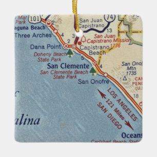 Adorno De Cerámica Mapa de la cosecha de San Clemente CA