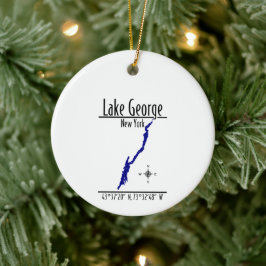Adorno De Cerámica Mapa de la costa del lago George, Nueva York, en c