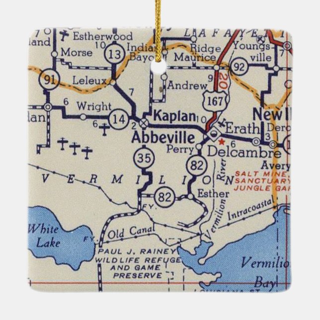 Adorno De Cerámica Mapa de la época de Abbeville (Reverso)