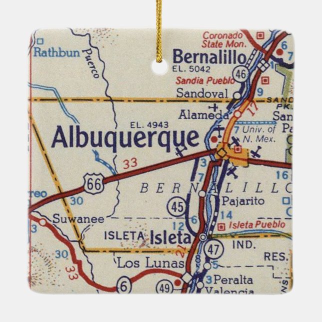 Adorno De Cerámica Mapa de la época de Albuquerque (Reverso)