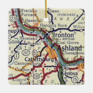 Adorno De Cerámica Mapa de la época de Ashland KY