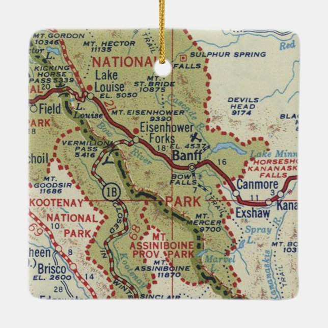 Adorno De Cerámica Mapa de la época de Banff Alberta (Reverso)