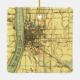 Adorno De Cerámica Mapa de la época de Baton Rouge LA