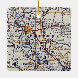 Adorno De Cerámica Mapa de la época de Baton Rouge LA