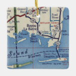 Adorno De Cerámica Mapa de la época de Bayou La Batre<br><div class="desc">Ornamento navideño Bayou La Batre y Dauphin Island hecho con mapa vintage de 1955.</div>