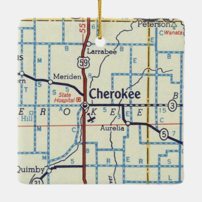 Adorno De Cerámica Mapa de la época de Cherokee Iowa (Reverso)