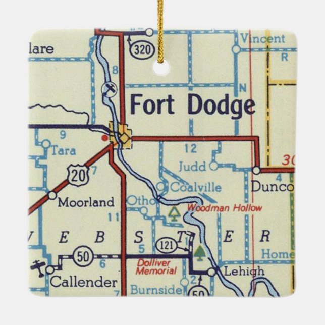 Adorno De Cerámica Mapa de la época de Fort Dodge Iowa (Reverso)