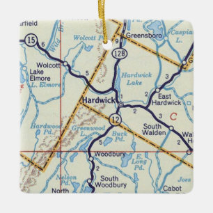 Adorno De Cerámica Mapa de la época de Hardwick Vermont