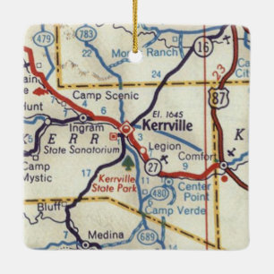Adorno De Cerámica Mapa de la época de Kerrville TX