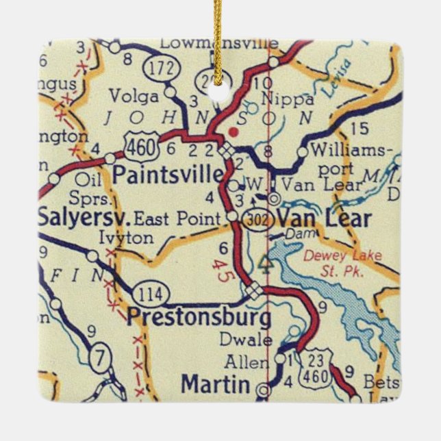 Adorno De Cerámica Mapa de la época de KY de Paintsville (Reverso)