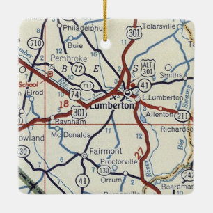 Adorno De Cerámica Mapa de la época de Lumberton NC
