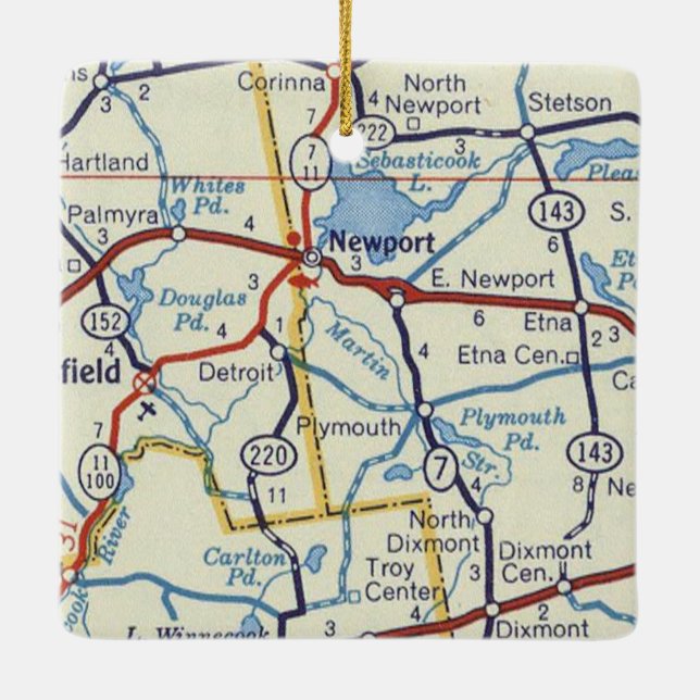 Adorno De Cerámica Mapa de la época de Newport Maine (Reverso)