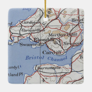 Adorno De Cerámica Mapa de la época de Rhondda Wales