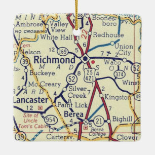 Adorno De Cerámica Mapa de la época de Richmond KY
