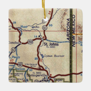Adorno De Cerámica Mapa de la época de St. Johns Arizona