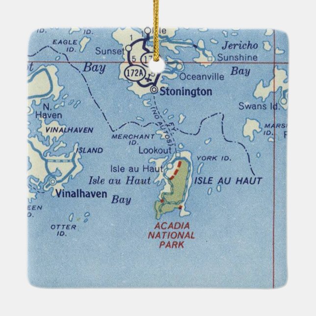 Adorno De Cerámica Mapa de la época de Stonington Maine (Reverso)