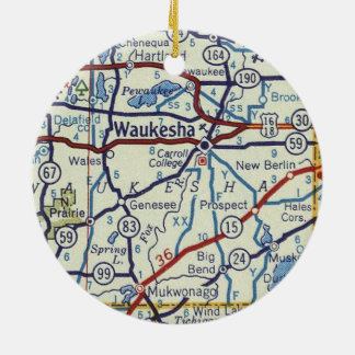 Adorno De Cerámica Mapa de la época de Waukesha