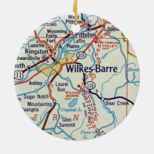 Adorno De Cerámica Mapa de la época de Wilkes Barre