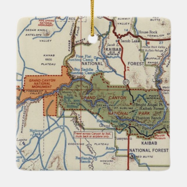 Adorno De Cerámica Mapa de la época del Gran Cañón (Reverso)