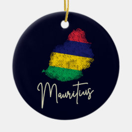 Adorno De Cerámica Mapa de la isla de Mauricio: Bandera de cosecha de