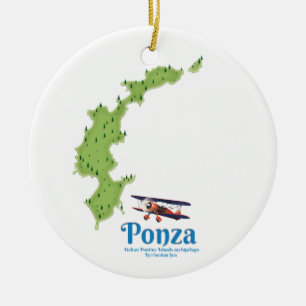 Adorno De Cerámica Mapa de la isla italiana de Ponza.