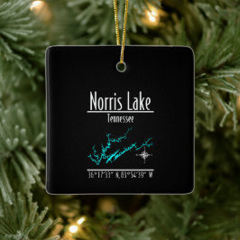 Adorno De Cerámica Mapa de la orilla del lago Norris Tennessee en cua