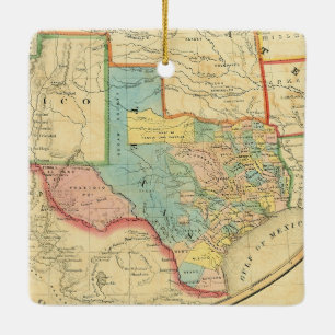 Adorno De Cerámica Mapa de la República de Texas 1851