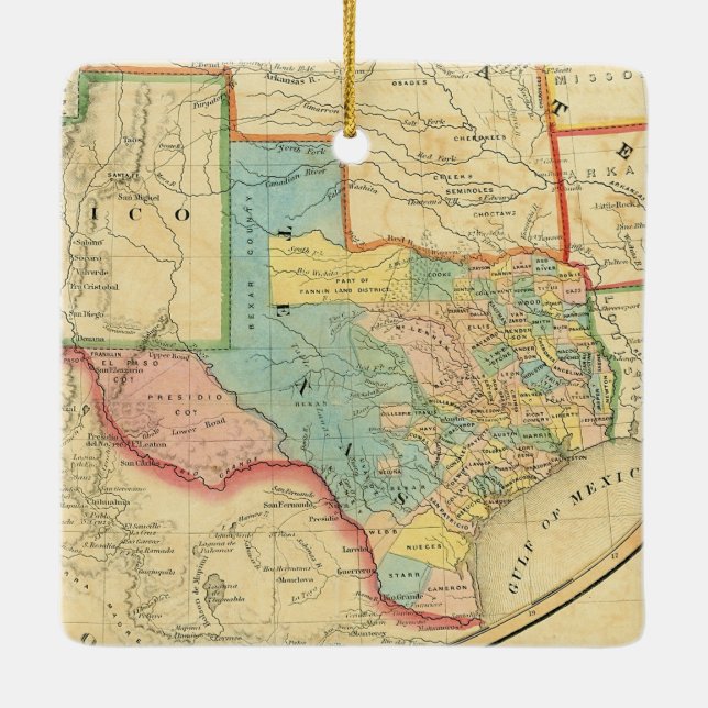Adorno De Cerámica Mapa de la República de Texas 1851 (Reverso)