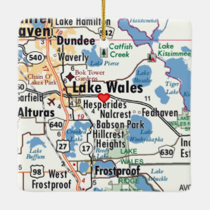 Adorno De Cerámica Mapa de Lake Wales Florida