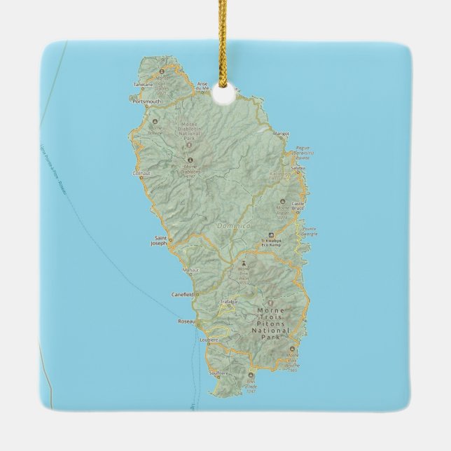 Adorno De Cerámica Mapa de las Indias Occidentales en Dominica (Reverso)