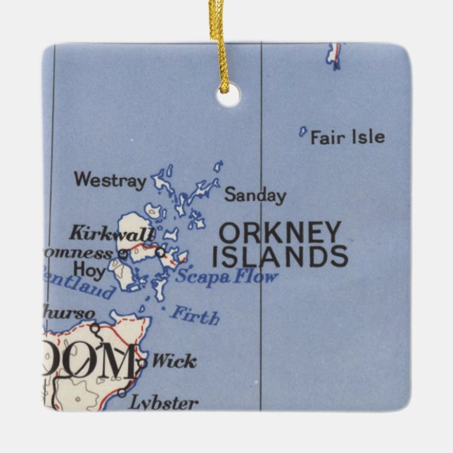 Adorno De Cerámica Mapa de las Islas Orkney (Anverso)