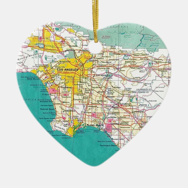 Adorno De Cerámica Mapa de Los Ángeles (Frente)